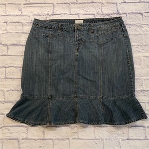 Venezia Flounce Hem Jean Skirt Ruffle Detail Blue Denim Skirt Plus Size 24